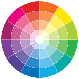 Цветовой круг Иттена при помощи ахроматических цветов
